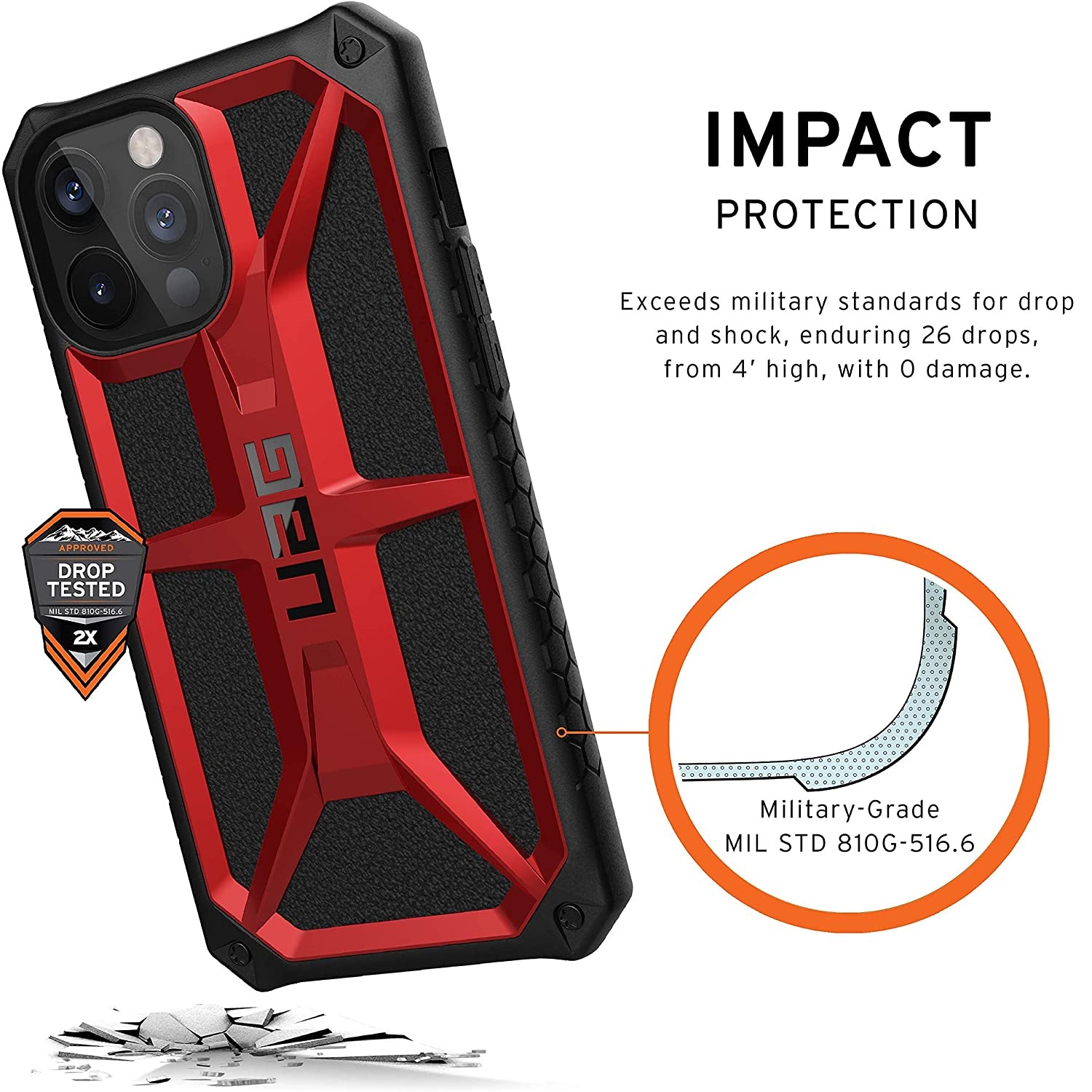 Противоударный защитный чехол UAG Monarch Crimson для iPhone 12 Pro Max