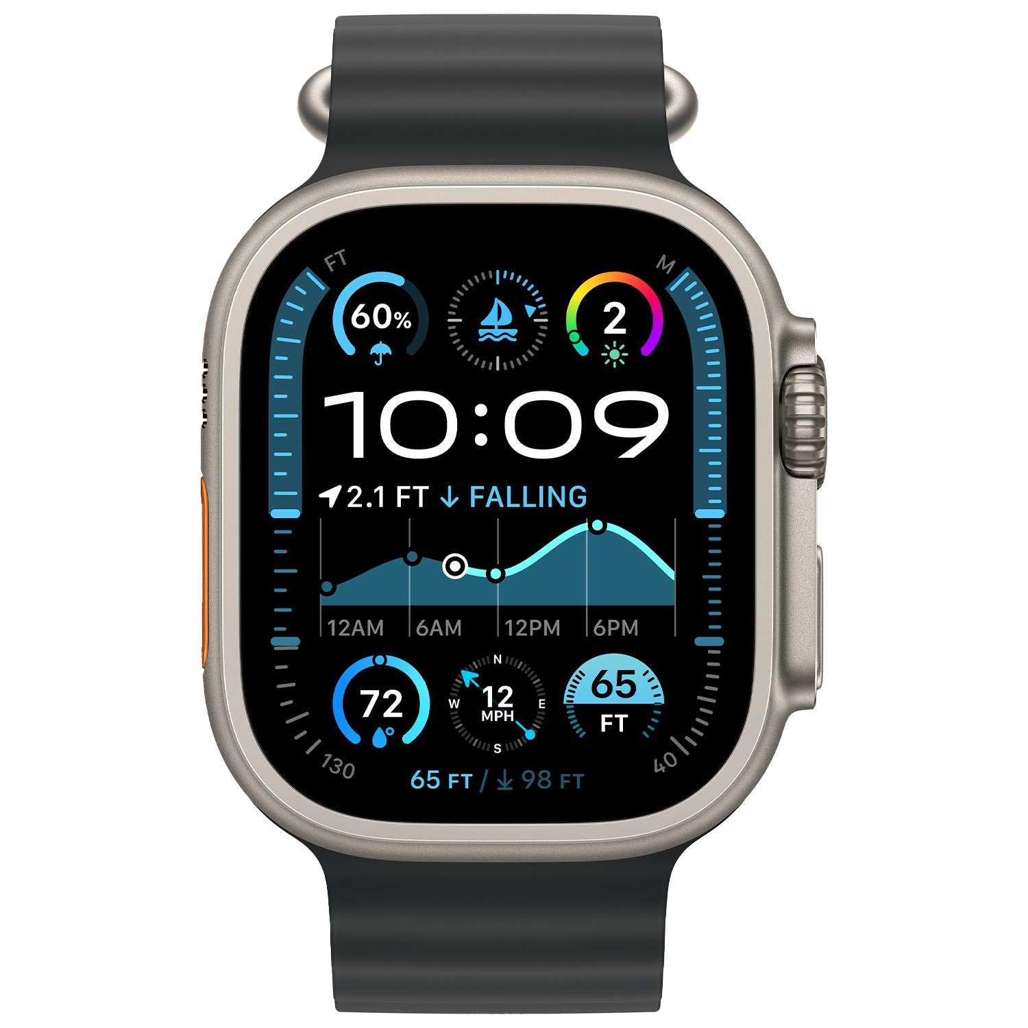 Умные часы Apple Watch Ultra 2 GPS + Cellular, 49mm Natural Titanium Case with Black Ocean Band