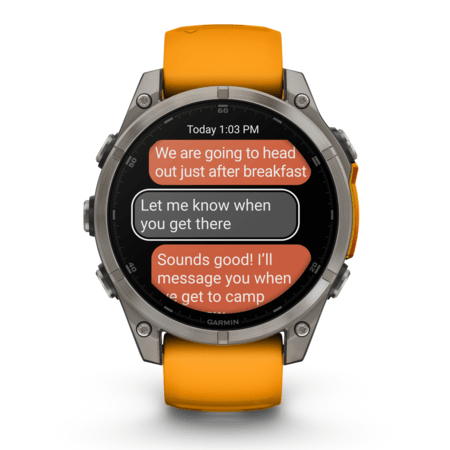 Умные часы Garmin fenix 8 – 47 mm AMOLED Sapphire titanium with a spark orange/graphite silicone band (010-02904-11)