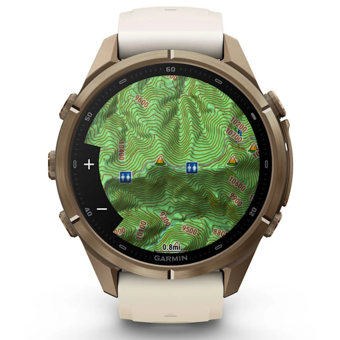 Умные часы Garmin fenix 9 Pro - 43 mm inReach Autumn Gold Titanium with Cream/French Grey Silicone Band (010-04335-21)