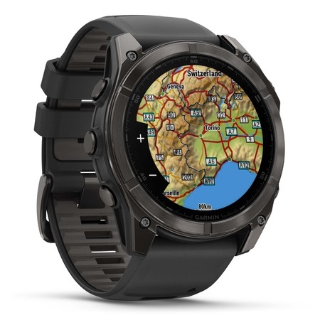Умные часы Garmin fenix 8 – 51 mm AMOLED Sapphire carbon gray DLC titanium with black/pebble gray silicone (010-02905-21)