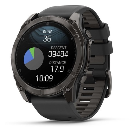 Умные часы Garmin fenix 8 – 51 mm AMOLED Sapphire carbon gray DLC titanium with black/pebble gray silicone (010-02905-21)