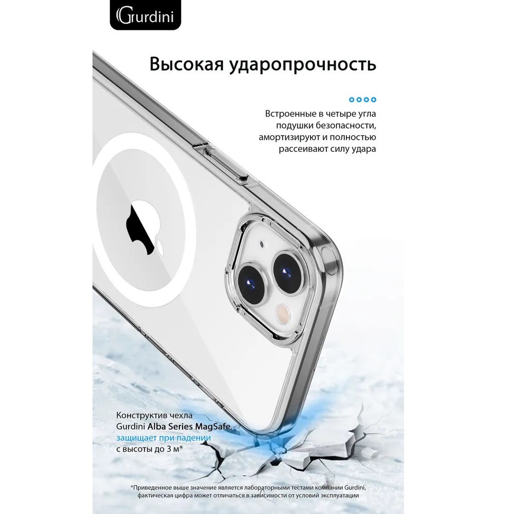 Чехол Gurdini Alba Series with Magsafe Clear для iPhone 14