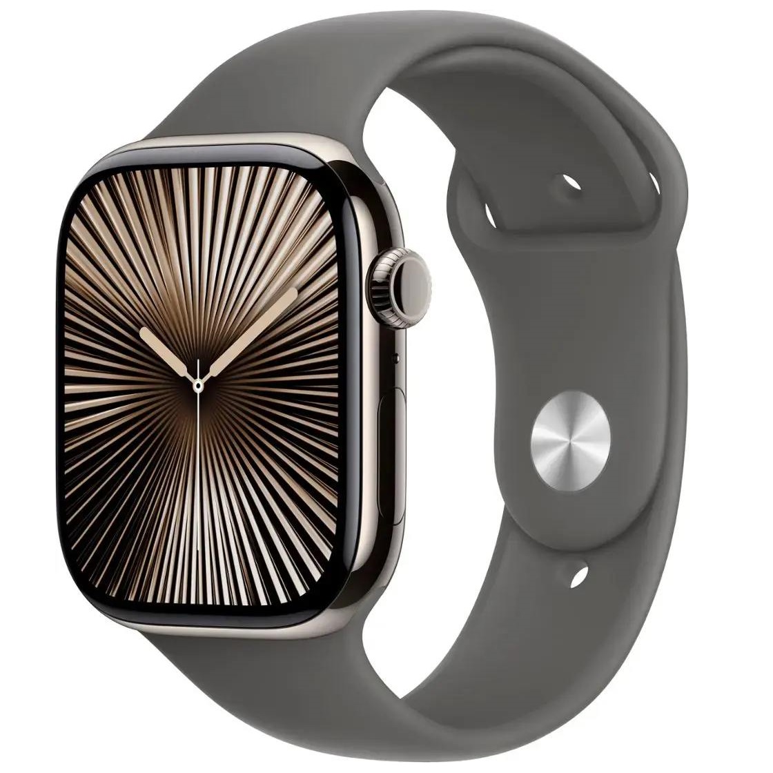 Умные часы Apple Watch Series 10 GPS + Cellular, 46mm Natural Titanium Case with Stone Grey Sport Band - M/L