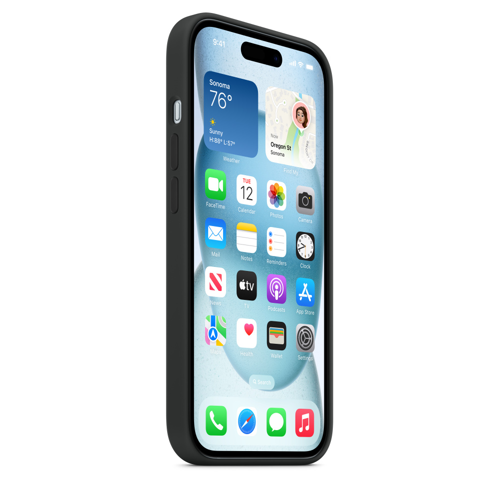 Силиконовый чехол Naturally Silicone Case with MagSafe Black для iPhone 15