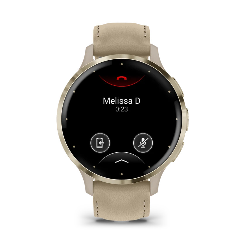 Умные часы Garmin Venu 3S Soft gold stainless steel bezel with French grey case and leather band (010-02785-55)