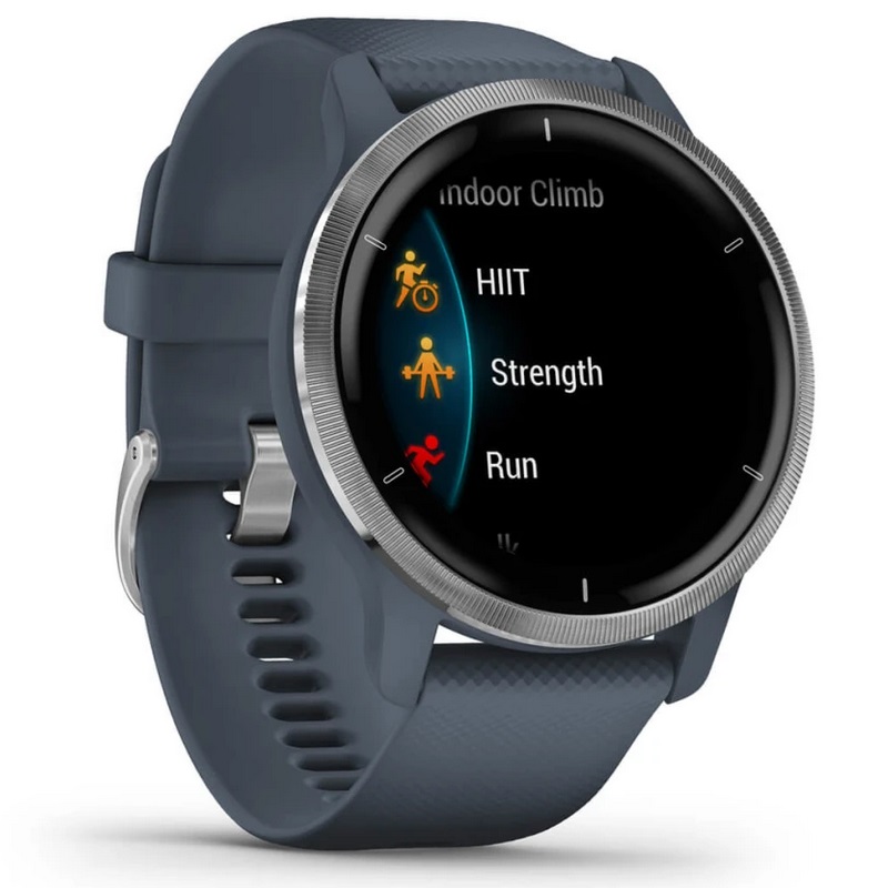 Умные часы Garmin Venu 2 Silver stainless steel bezel with Granite blue case and Silicone band (010-02430-10)