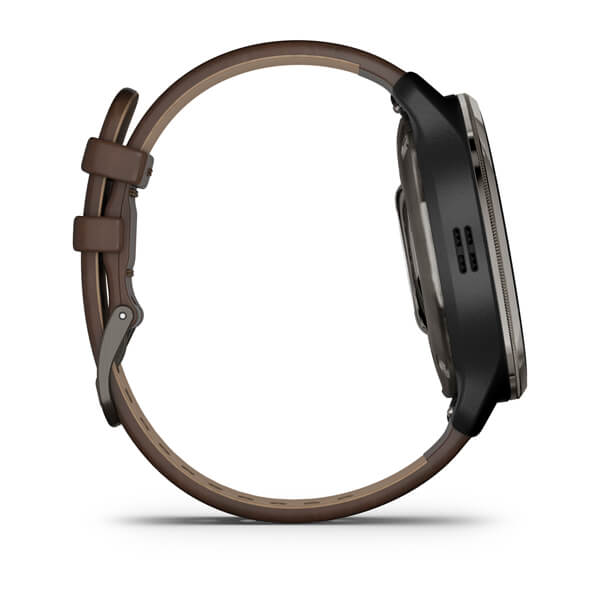 Умные часы Garmin Venu 2 Plus Slate Stainless Steel Bezel With Slate Case And Brown Leather Band (010-02496-15)