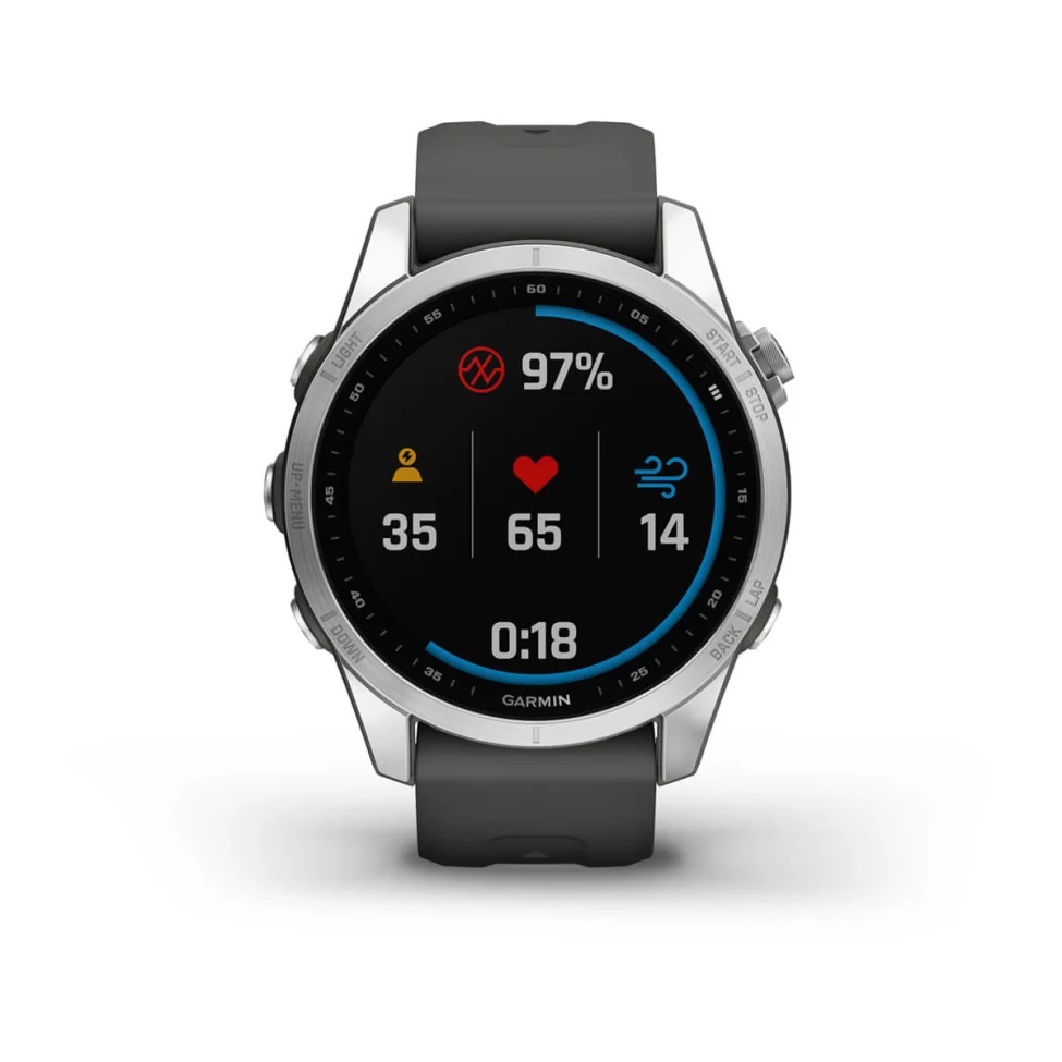 Умные часы Garmin fenix 7S – Standard Edition Silver with Graphite Band (010-02539-01)