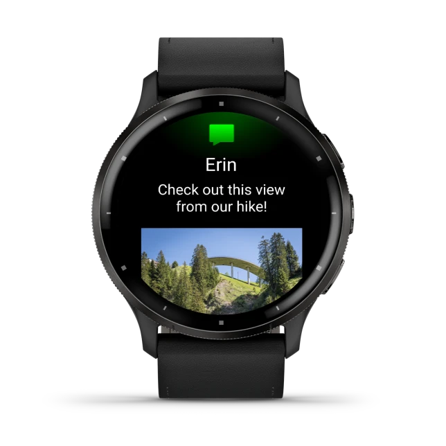Умные часы Garmin Venu 3 Slate stainless steel bezel with black case and black leather band (010-02784-52)