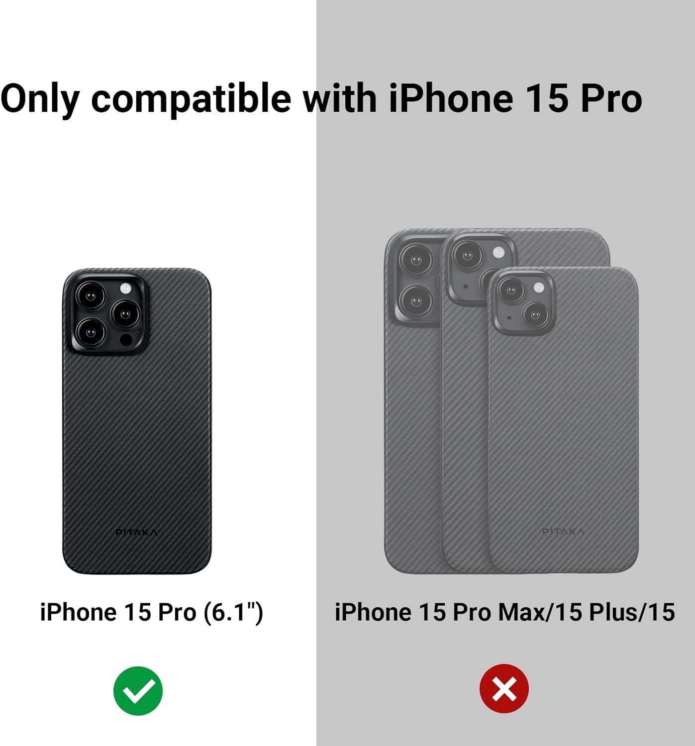 Чехол Pitaka MagEZ Case 4 для iPhone 15 Pro (6.1) Black/Grey Twill