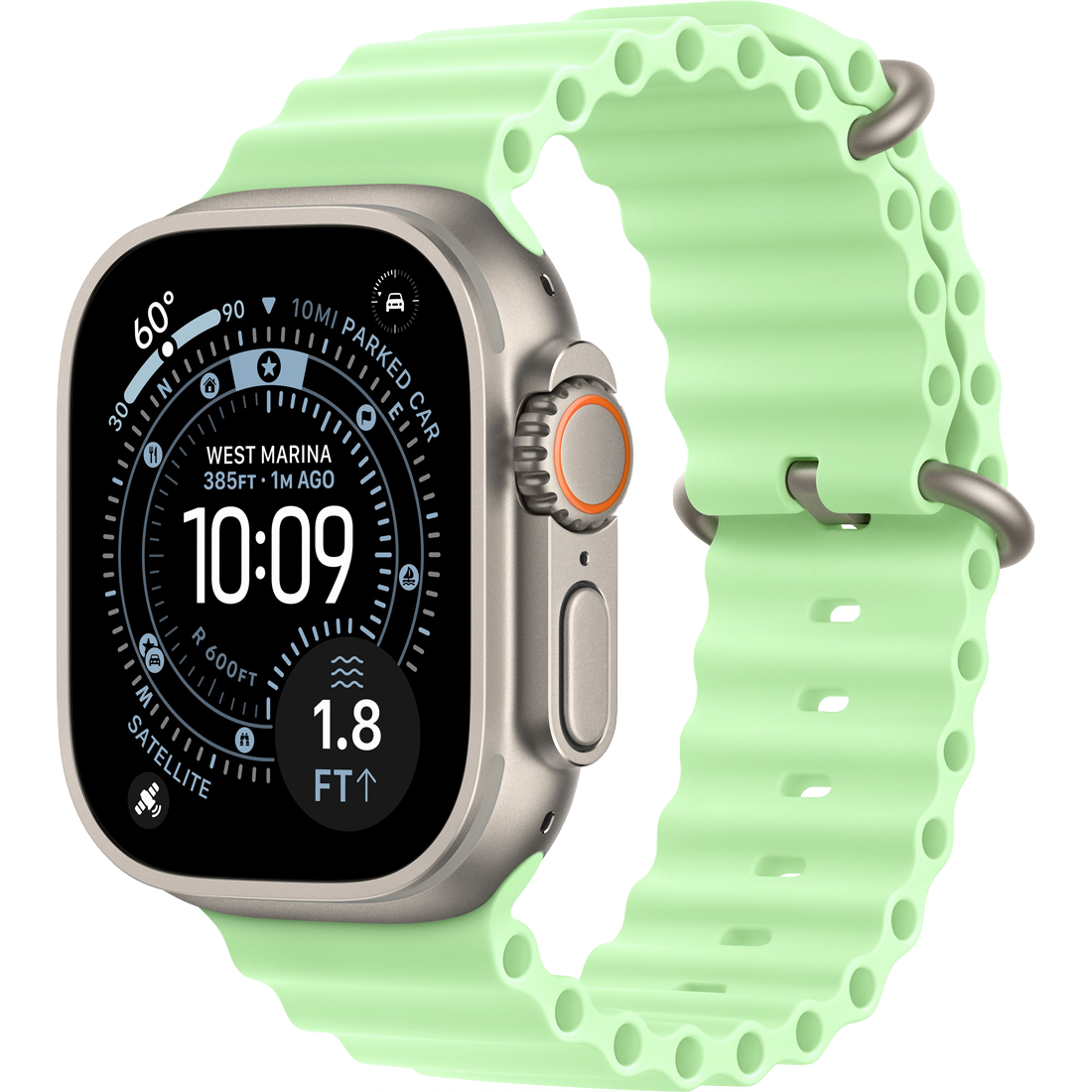 Умные часы Apple Watch Ultra 3 GPS + Cellular, 49mm Natural Titanium Case with Neon Green Ocean Band