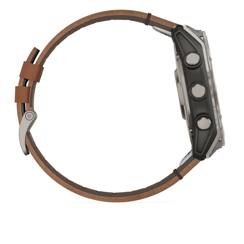 Умные часы Garmin fenix 8 – 51 mm AMOLED Sapphire bare titanium, black with a chestnut leather band (010-02905-40)