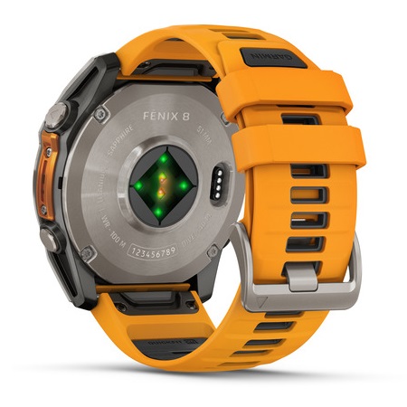 Умные часы Garmin fenix 8 – 51 mm AMOLED Sapphire titanium with a spark orange/graphite silicone band (010-02905-11)