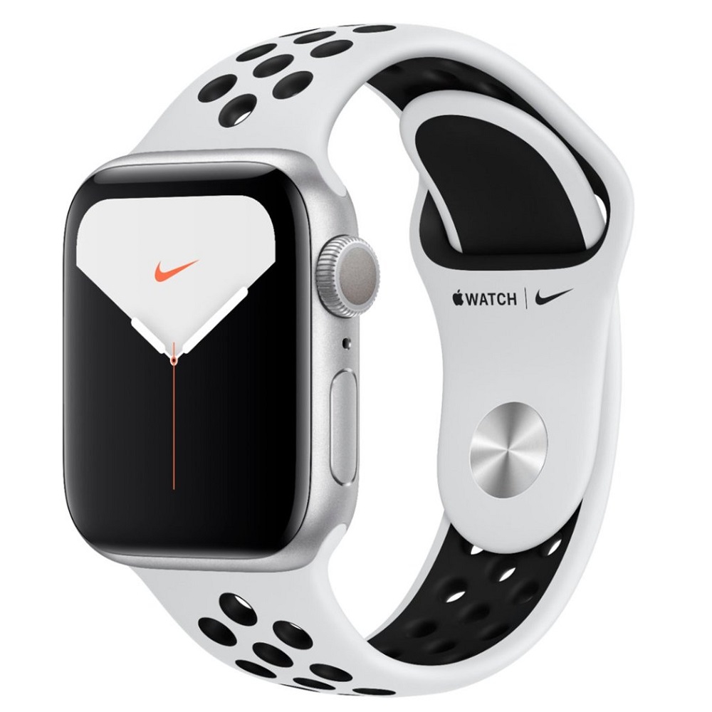 Часы Apple Watch Series 5 GPS 40mm Aluminum Case with Nike Sport Band (MX3R2RU/A) (Silver Aluminum Case with Pure Platinum/Black Nike Sport Band)