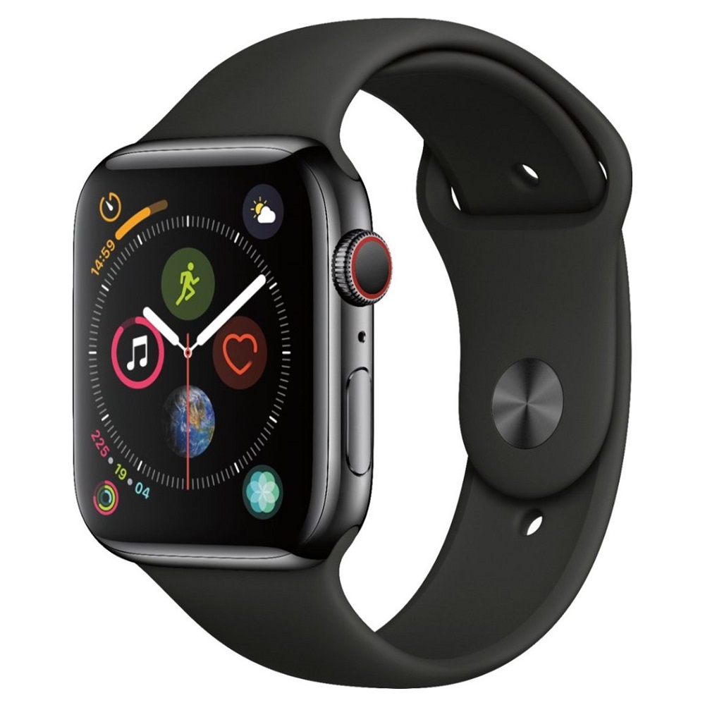 Часы Apple Watch Series 4 GPS + Cellular 44mm (Space Black Stainless Steel Case with Black Sport Band) (MTX22)