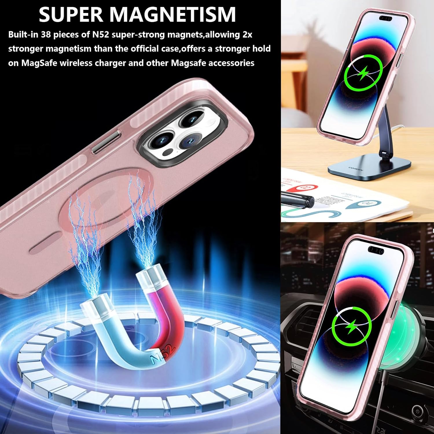 Чехол Gurdini Nano Series with Magsafe Pink для iPhone 15 Pro Max