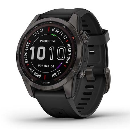 Умные часы Garmin fenix 7S – Sapphire Solar Edition Carbon Grey DLC Titanium with Black Band (010-02539-25)