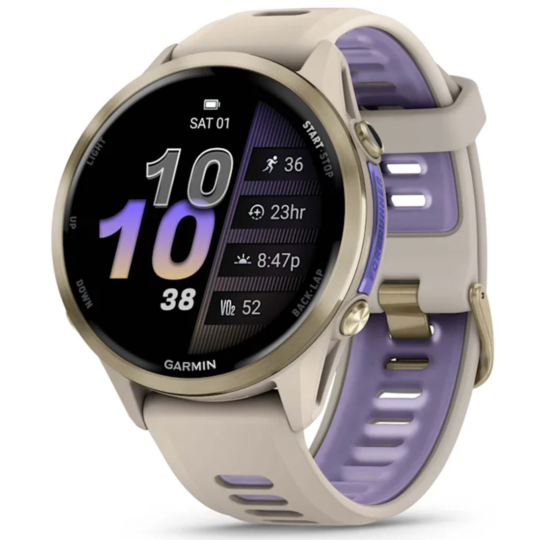 Умные часы Garmin Forerunner 970 Soft Gold Titanium with French Grey Case and French Grey/Translucent Indigo Band (010-02969-12)