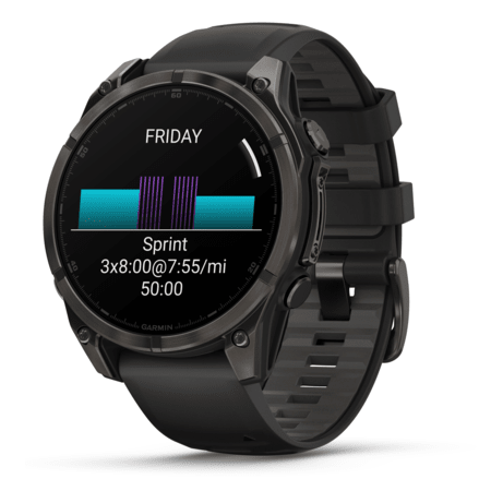 Умные часы Garmin fenix 8 – 47 mm AMOLED Sapphire carbon gray DLC titanium with black/pebble gray silicone (010-02904-21)