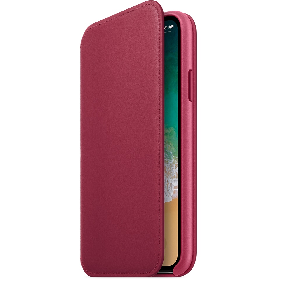 Кожаный чехол-книжка Apple iPhone X Leather Folio - Berry (MQRX2ZM/A) для iPhone X