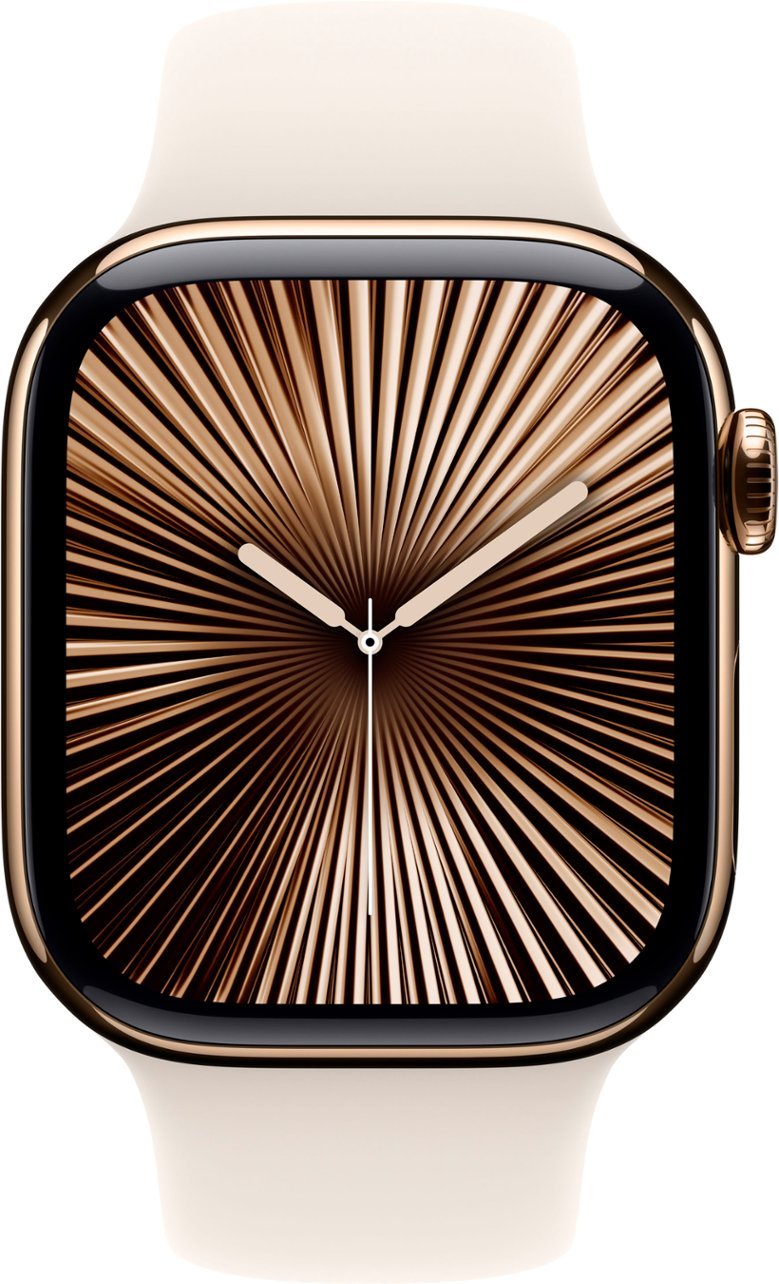 Умные часы Apple Watch Series 10 GPS + Cellular, 42mm Gold Titanium Case with Starlight Sport Band - M/L