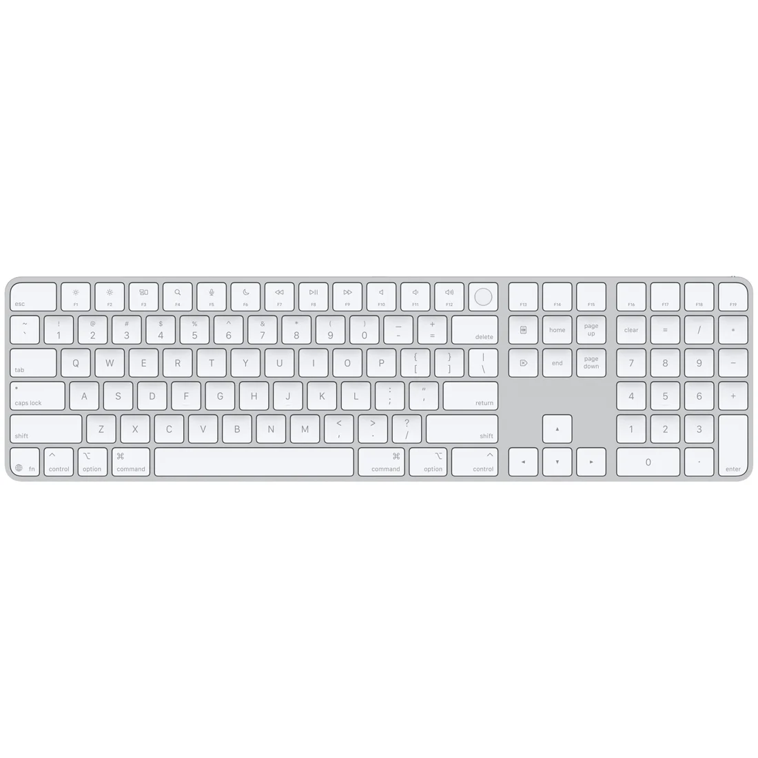 Беспроводная клавиатура Apple Magic Keyboard с Touch ID и цифровой панелью (MXK73ZA/A) кириллица (лазерная гравировка) + QWERTY
