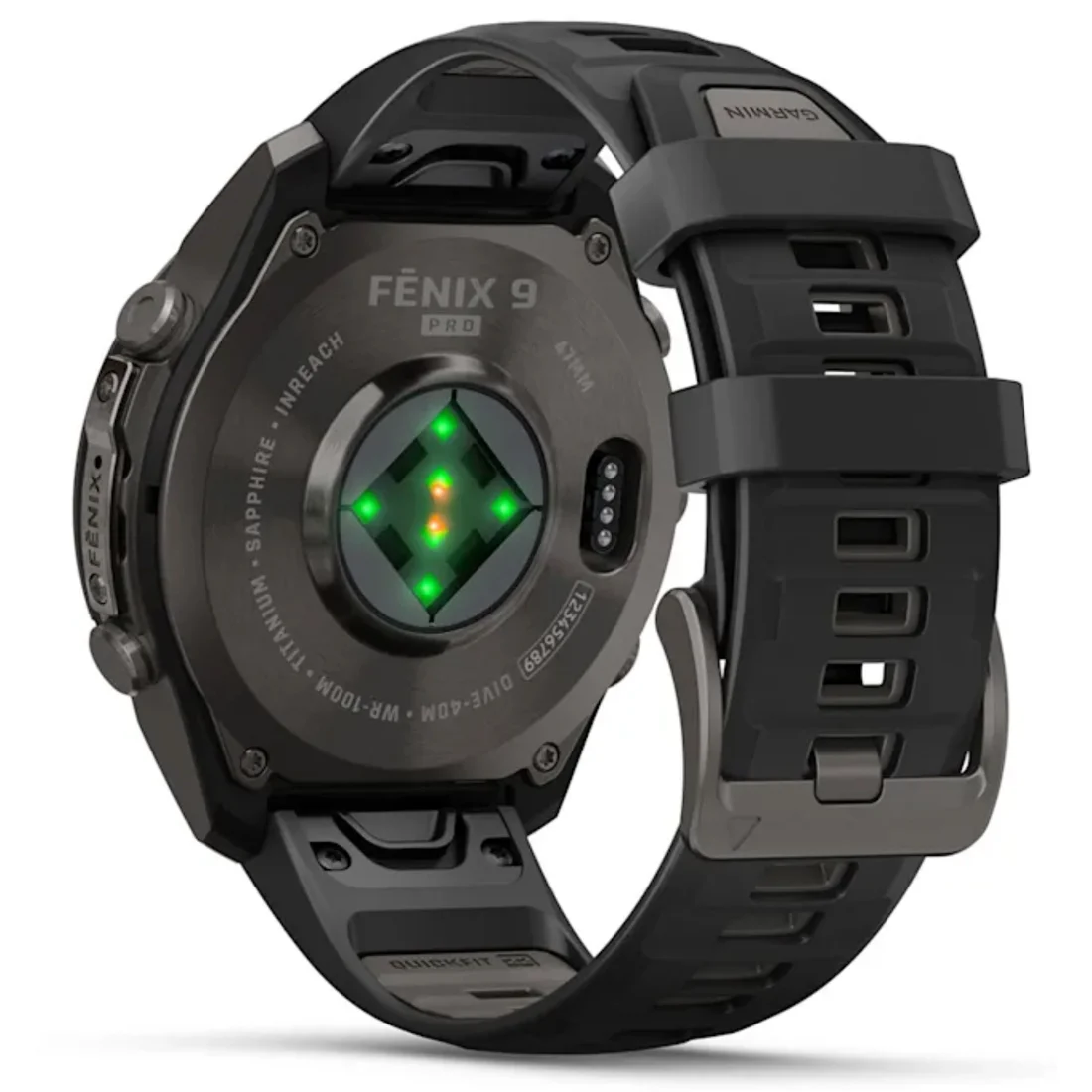 Умные часы Garmin fenix 9 Pro - 47 mm inReach Carbon Gray DLC Titanium with Black/Pebble Grey Silicone Band (010-04336-11)