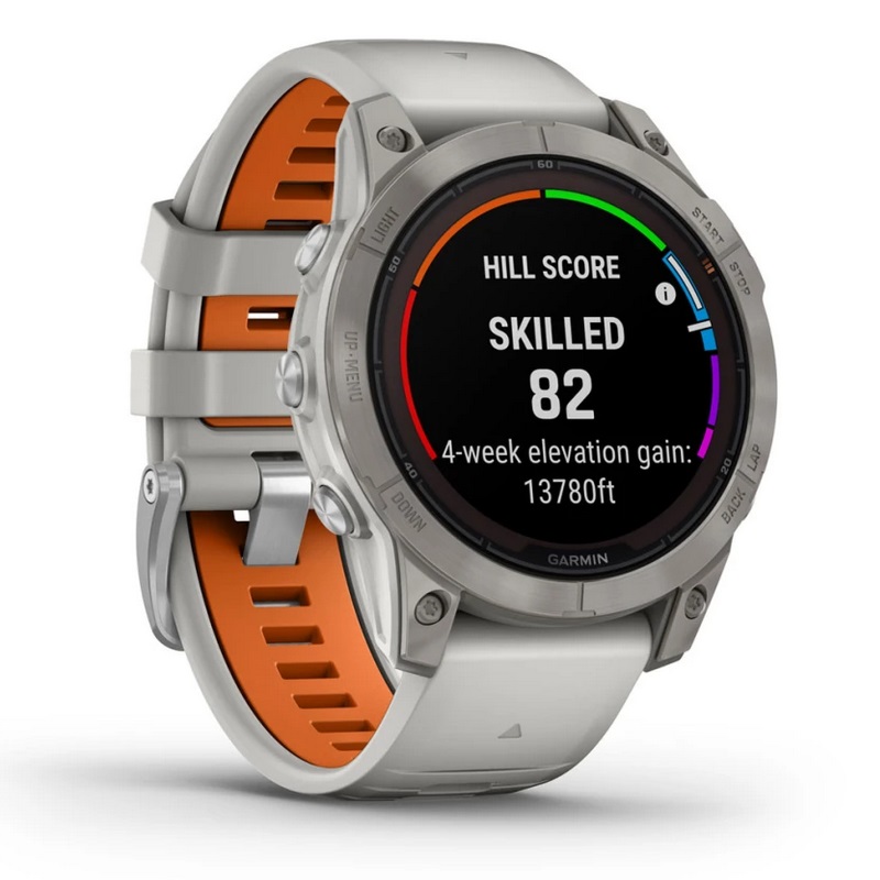 Умные часы Garmin fenix 7 Pro – Sapphire Solar Edition Titanium with Fog Gray/Ember Orange Band (010-02777-21)