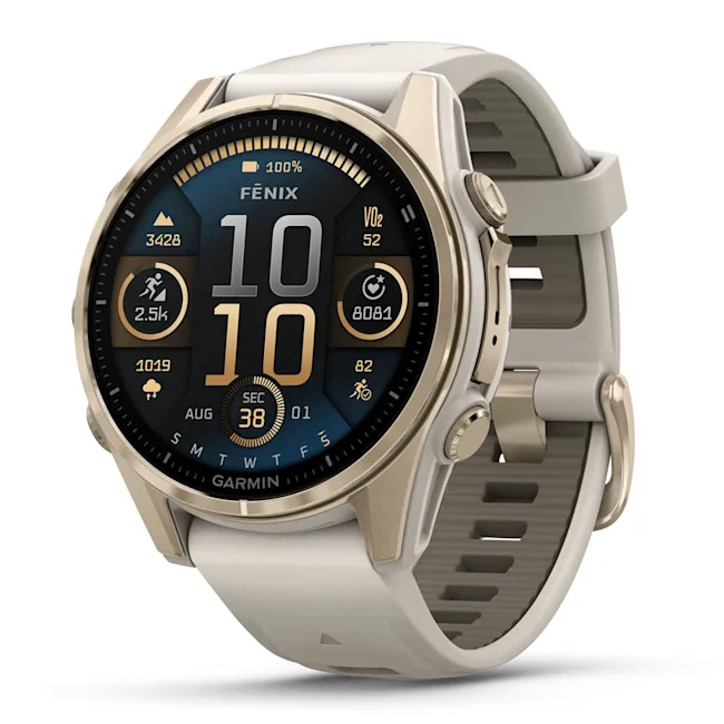 Умные часы Garmin fenix 8 – 43 mm AMOLED Sapphire Soft Gold with fog gray/dark (010-02903-11)