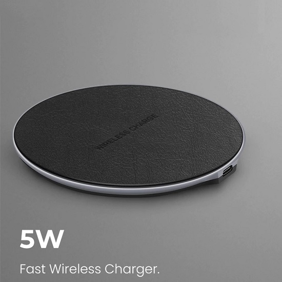 Беспроводная зарядка ESVNE (5W) (E02-W08-PW) Qi Wireless Charge Leather Black