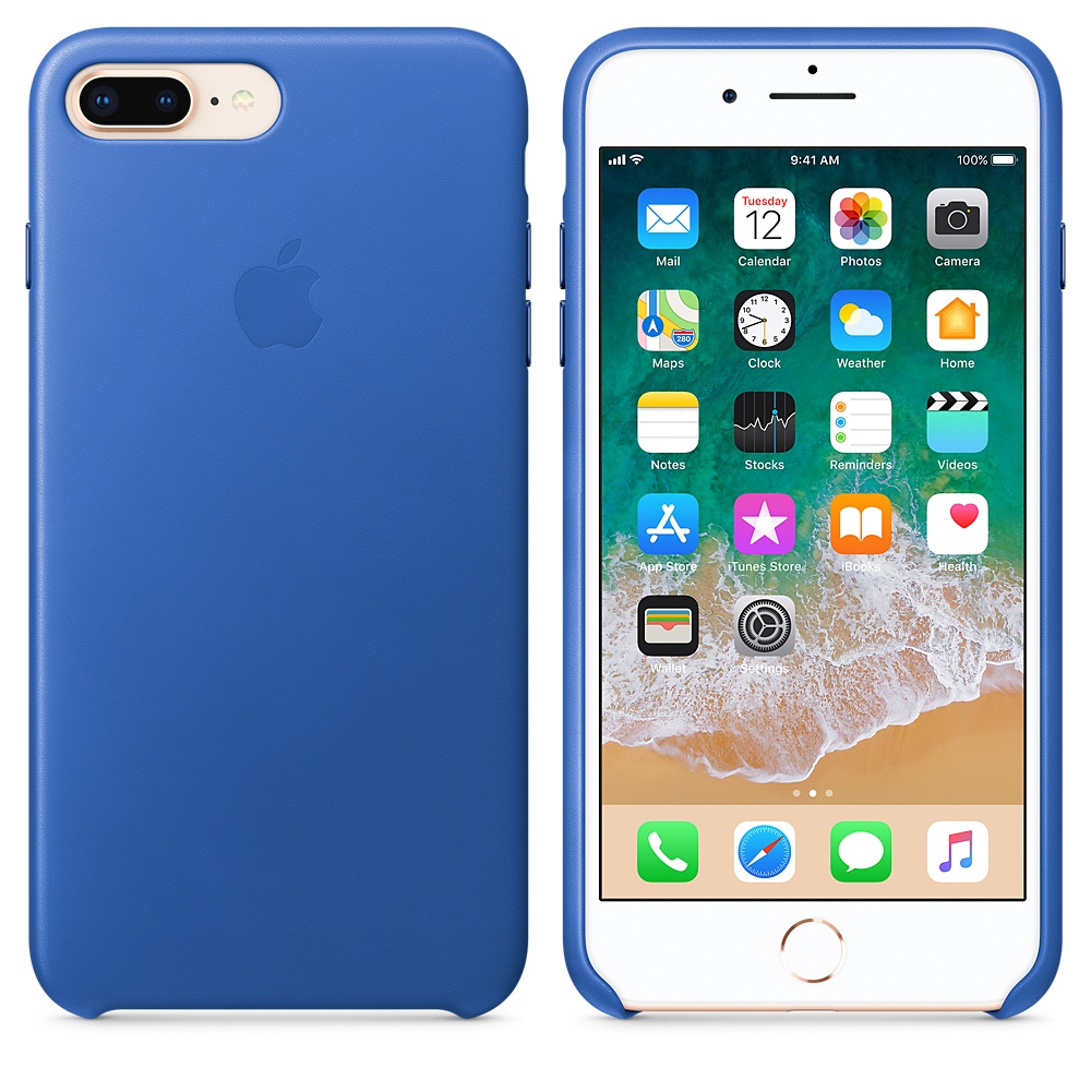 Кожаный чехол Apple iPhone 8 Plus Leather Case Electric Blue (MRG92ZM/A) для iPhone 7 Plus/iPhone 8 Plus