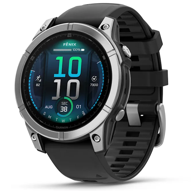 Умные часы Garmin Fenix E AMOLED Stainless Steel with Black Silicone Band (010-03025-00)