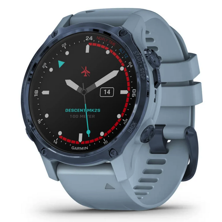 Умные часы Garmin Descent Mk2S Mineral Blue with Sea Foam Silicone Band (010-02403-07)