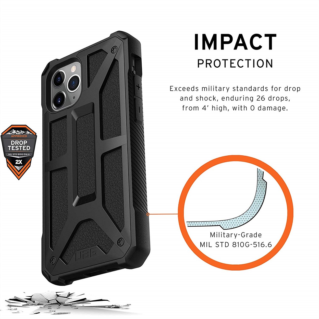 Противоударный защитный чехол UAG Monarch Black для iPhone 11 Pro