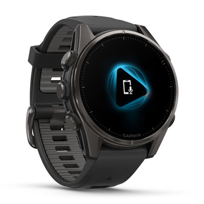 Умные часы Garmin fenix 8 – 43 mm AMOLED Sapphire carbon gray DLC titanium with black/pebble gray silicone (010-02903-21)