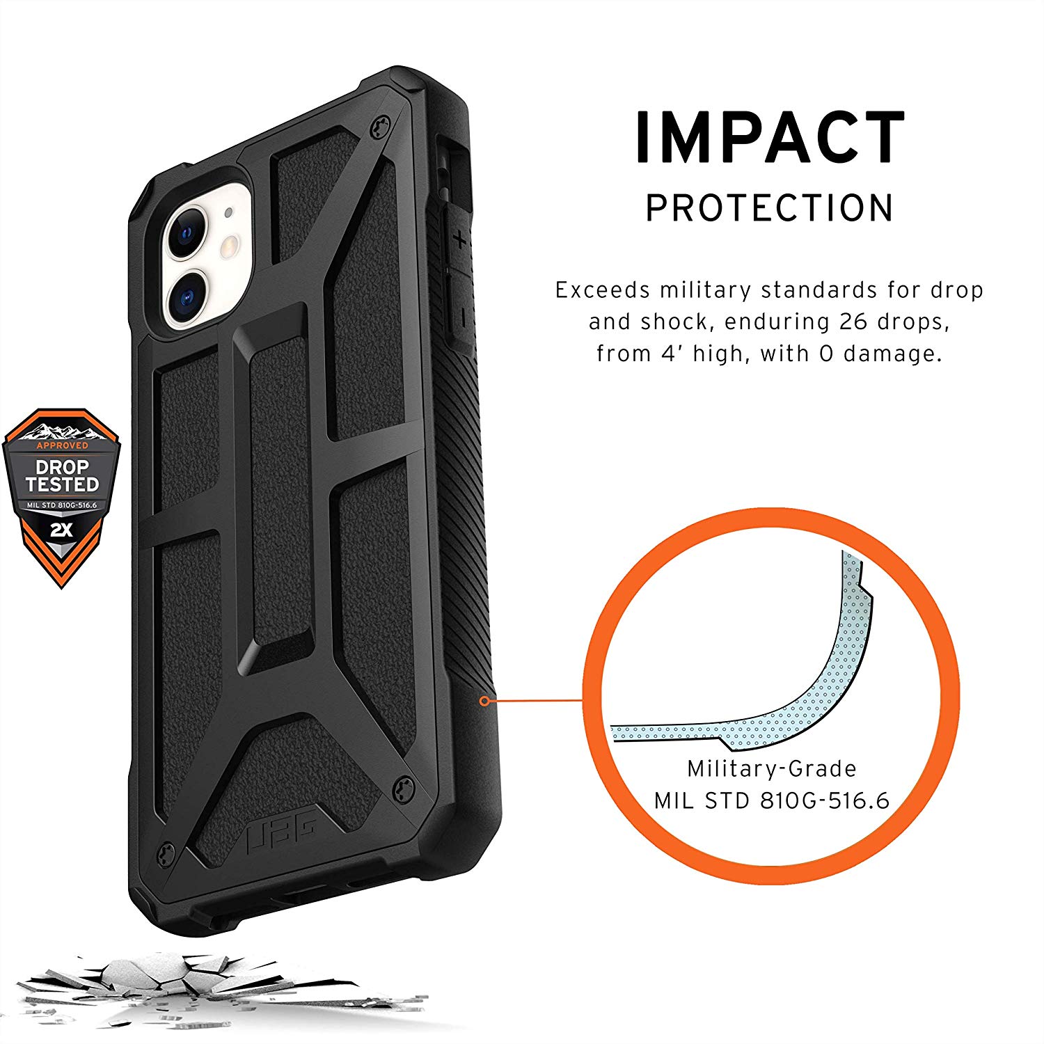 Противоударный защитный чехол UAG Monarch Black Leather для iPhone 11