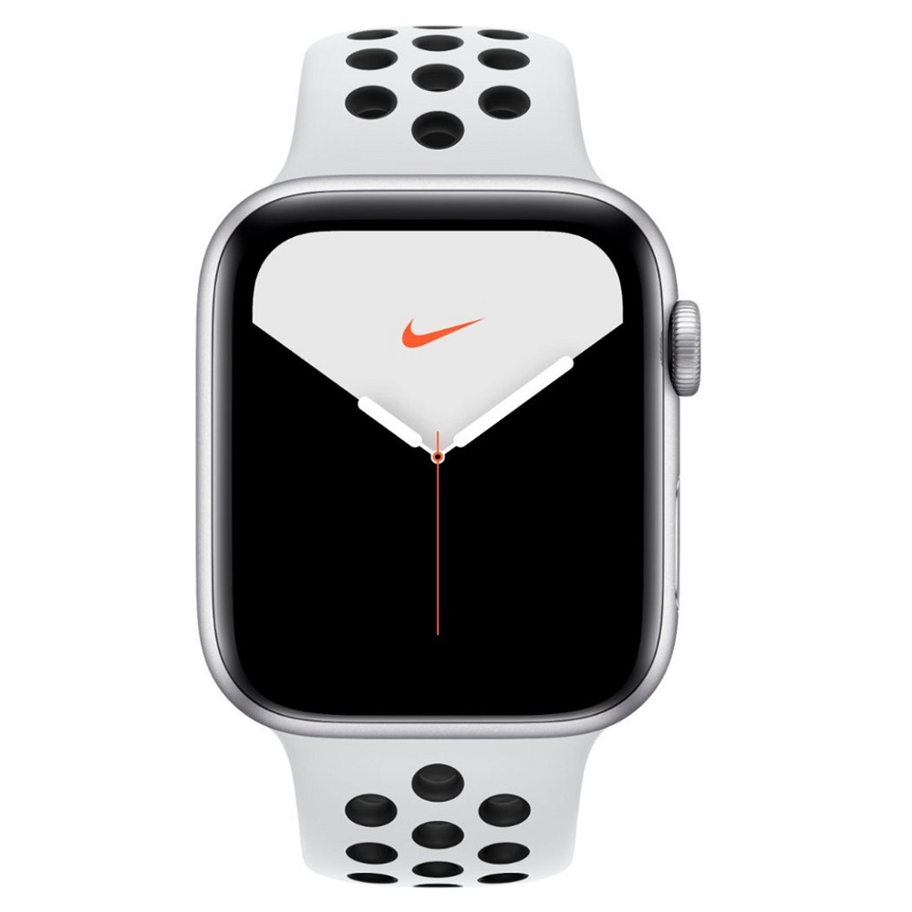 Часы Apple Watch Series 5 GPS 44mm Aluminum Case with Nike Sport Band (MX3V2RU/A) (Silver Aluminum Case with Pure Platinum/Black Nike Sport Band)