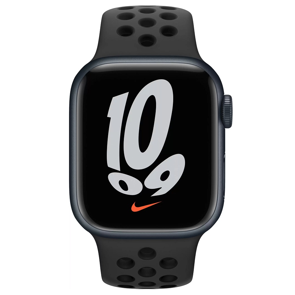 Часы Apple Watch Series 7 GPS 41mm Aluminum Case with Nike Sport Band (MKN43) (Midnight Aluminum Case with Antracite/Black Nike Sport Band)