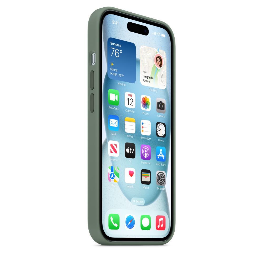 Силиконовый чехол Naturally Silicone Case with MagSafe Cypress для iPhone 15