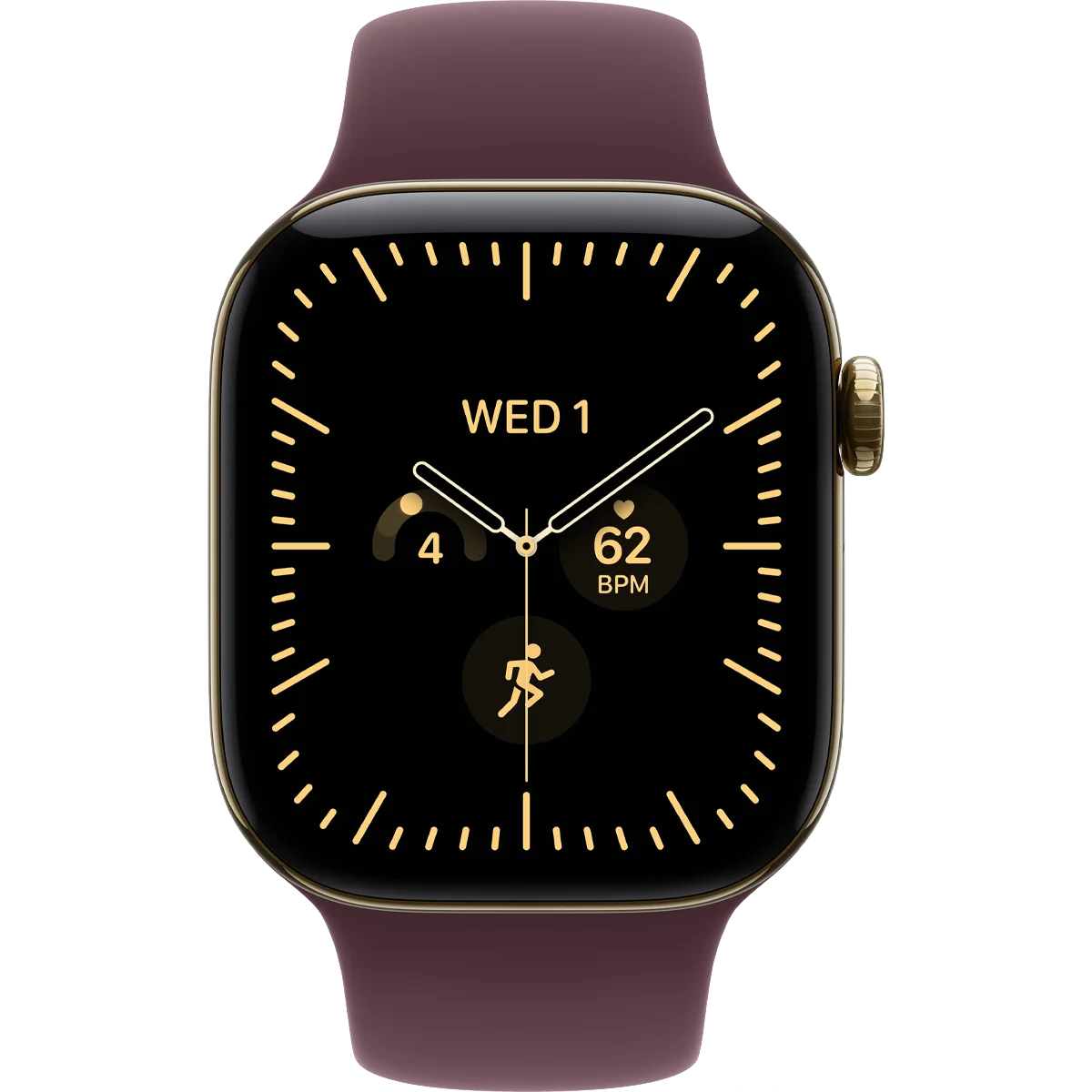 Умные часы Apple Watch Series 12 GPS + Cellular, 42mm Radiant Gold Titanium Case with Burgundy Sport Band - S/M