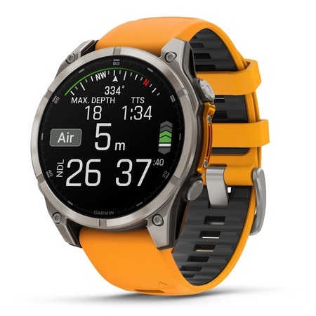 Умные часы Garmin fenix 8 – 47 mm AMOLED Sapphire titanium with a spark orange/graphite silicone band (010-02904-11)