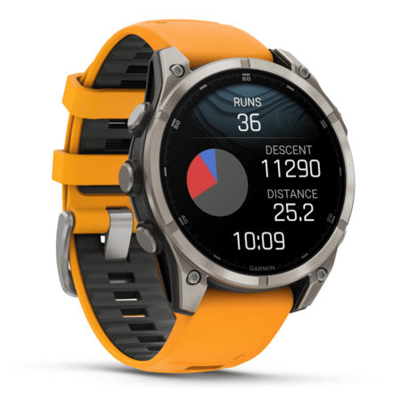Умные часы Garmin fenix 8 – 47 mm AMOLED Sapphire titanium with a spark orange/graphite silicone band (010-02904-11)