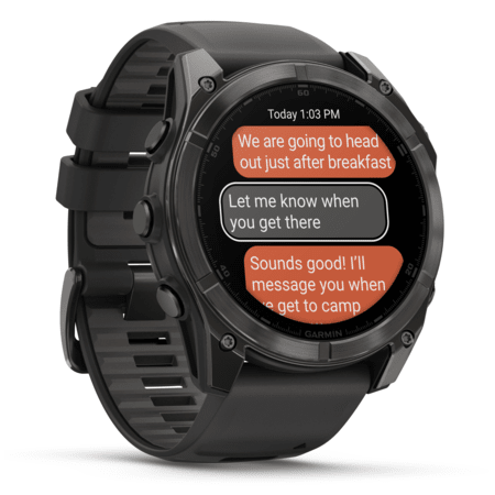 Умные часы Garmin fenix 8 – 51 mm AMOLED Sapphire carbon gray DLC titanium with black/pebble gray silicone (010-02905-21)