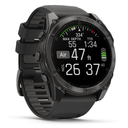 Умные часы Garmin fenix 8 – 51 mm AMOLED Sapphire carbon gray DLC titanium with black/pebble gray silicone (010-02905-21)