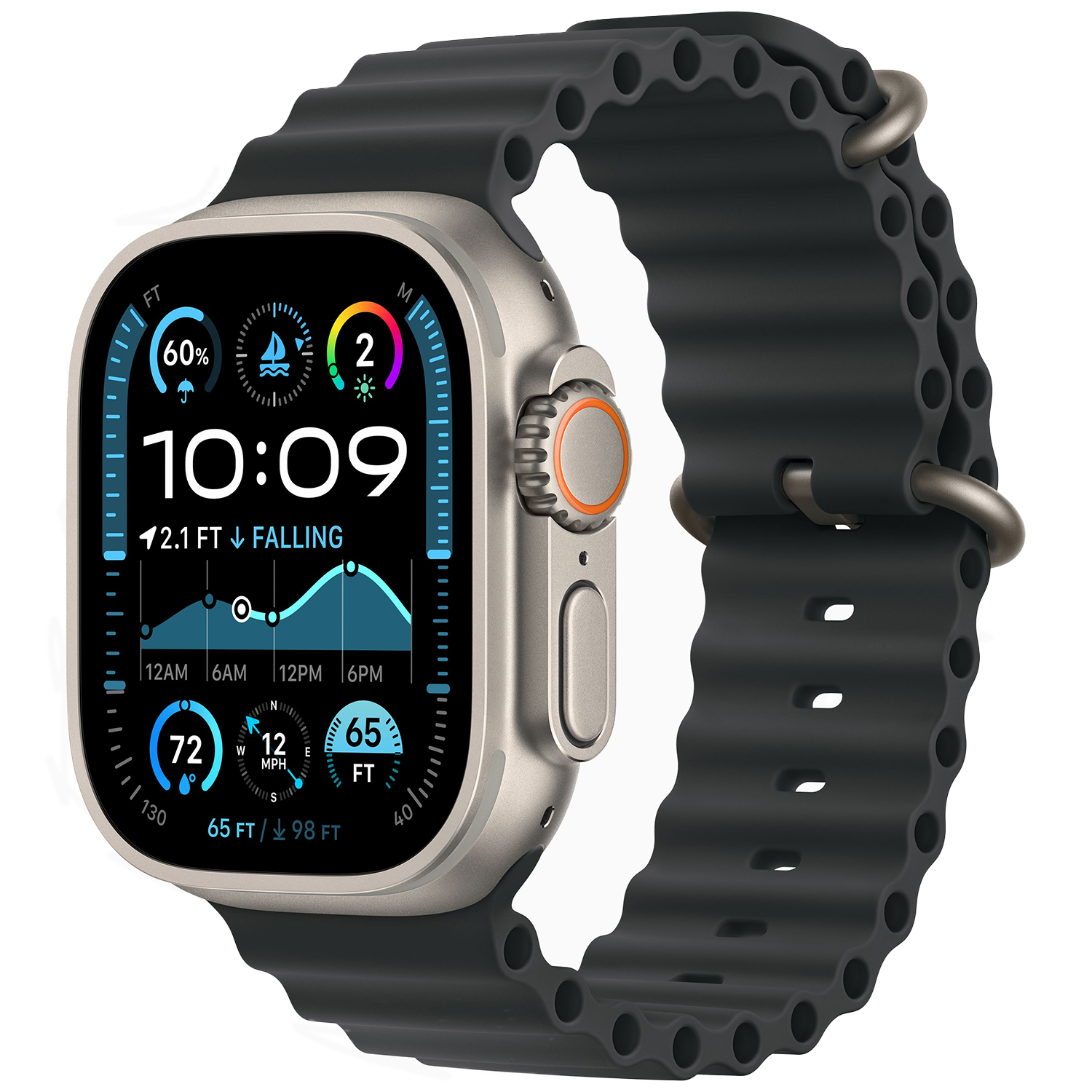 Умные часы Apple Watch Ultra 2 GPS + Cellular, 49mm Natural Titanium Case with Black Ocean Band