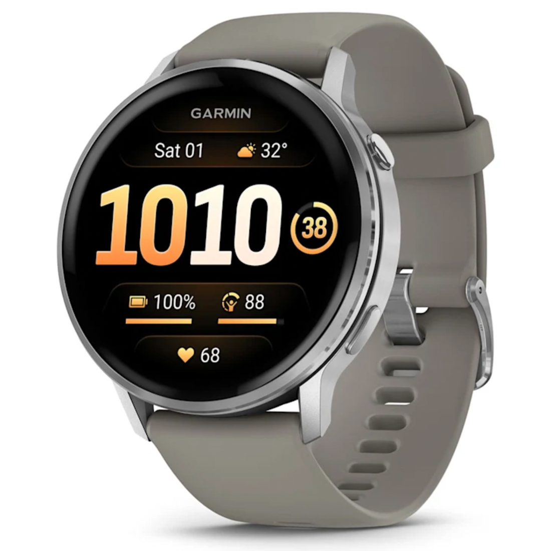 Умные часы Garmin Venu 4 - 45 mm Silver with Silver Grey Silicone Band (010-03014-01)