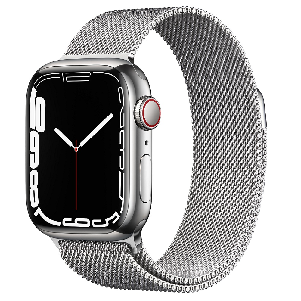 Часы Apple Watch Series 7 GPS + Cellular 41mm (MKHX3) (Silver Stainless Steel Case with Milanese Loop)