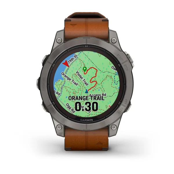 Умные часы Garmin fenix 7 Pro – Sapphire Solar Edition Titanium with Chestnut Leather Band (010-02777-30)