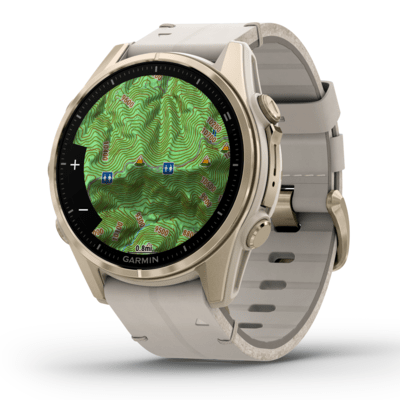Умные часы Garmin fenix 8 – 43 mm AMOLED Sapphire soft gold stainless steel with a fog gray leather band (010-02903-40)